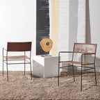 SAFAVIEH Bernardine Leather Dining Chair (Set of 2) - 21.7 W x 19.7 L x 31.9 H - 22Wx20Dx32H
