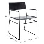 SAFAVIEH Bernardine Leather Dining Chair (Set of 2) - 21.7 W x 19.7 L x 31.9 H - 22Wx20Dx32H