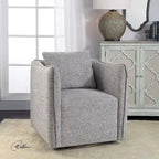 Uttermost Corben 29 Wide Shelter Arm Wood Frame Swivel Accent Chair