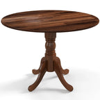 Wooden Dining Table with Round Tabletop and Curved Trestle Legs - 39.37 x 39.37 x 28.74
