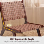 Woven Leather Accent Chairs with Wood Frame