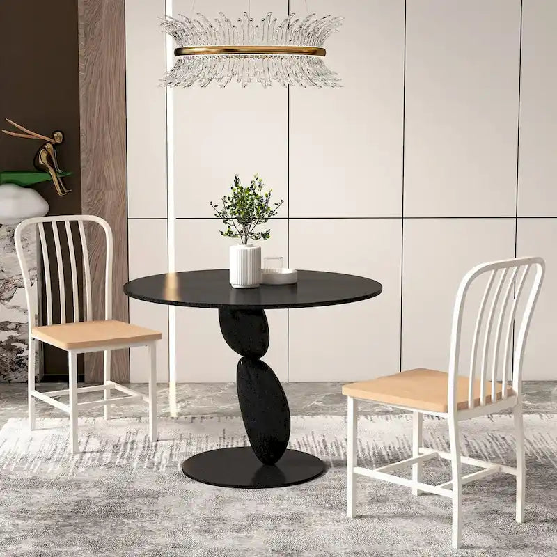 Armless Spindle Back Dining Chair Set of 2 with Ergonomic Seat-Black - 22 x 18 x 37