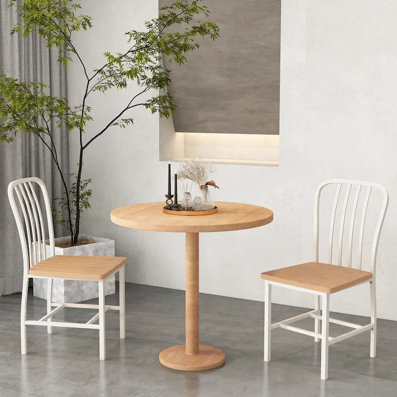 Armless Spindle Back Dining Chair Set of 2 with Ergonomic Seat-Black - 22 x 18 x 37