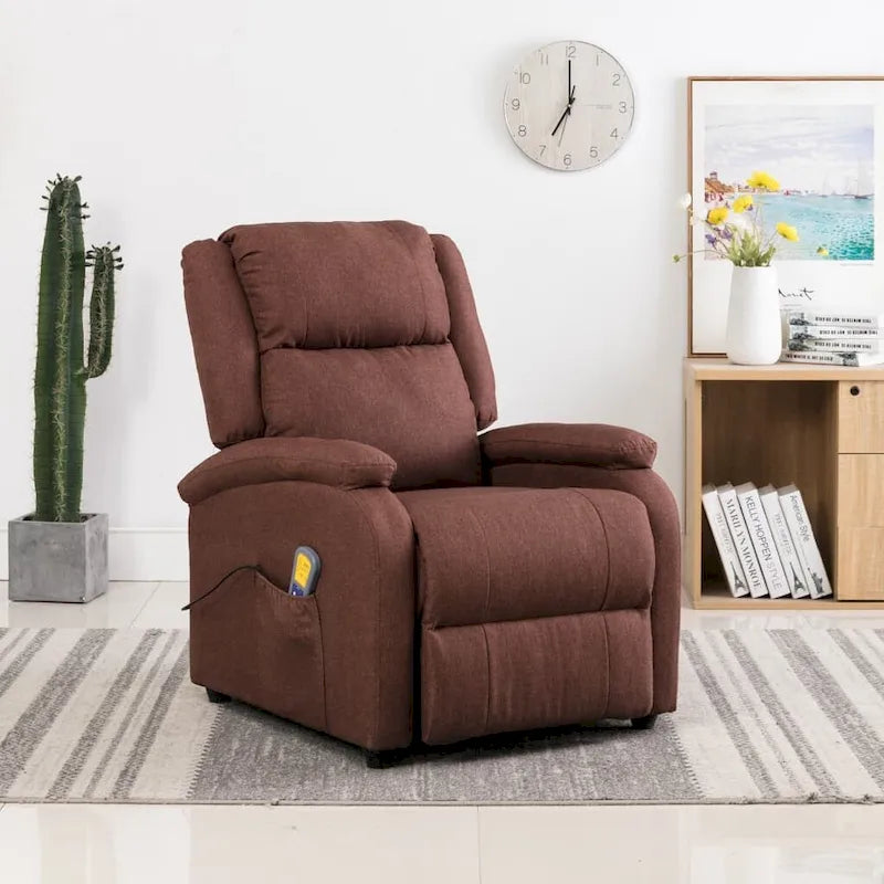 Full Body Massage Chair in Brown Fabric