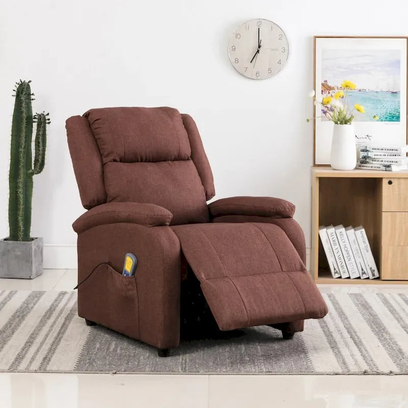 Full Body Massage Chair in Brown Fabric