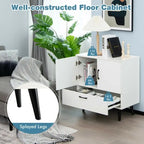 Modern Floor Storage Cabinet with 2 Doors and 1 Pull-out Drawer - 30 x 16 x 31 (L x W x H)