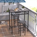 Elephance Industrial 3-Piece Bar Table Set, Counter Height Dining Table Set,Bistro Table with 2 Stools and Open Storage Rack