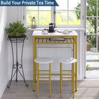 Elephance Industrial 3-Piece Bar Table Set, Counter Height Dining Table Set,Bistro Table with 2 Stools and Open Storage Rack