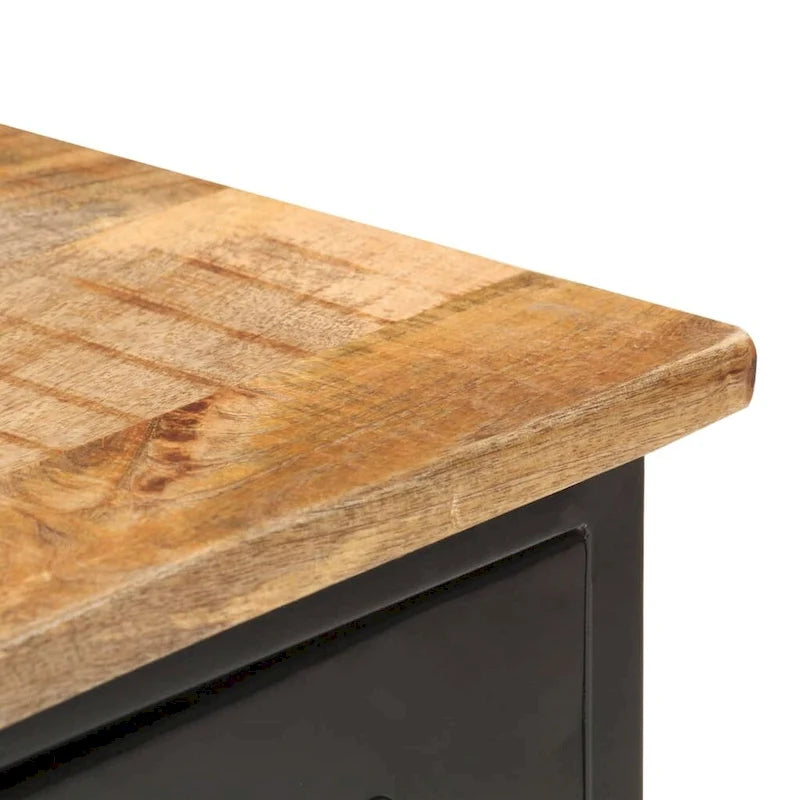 vidaXL Sideboard 43.3x11.8x25.6 Solid Rough Mango Wood and Steel