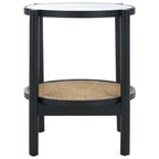 SAFAVIEH Couture Alberdine Rattan/Glass Accent Table - 23 In. W x 23 In. D x 24 In. H - 23W x 23D x 24H