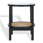 SAFAVIEH Couture Alberdine Rattan/Glass Accent Table - 23 In. W x 23 In. D x 24 In. H - 23W x 23D x 24H
