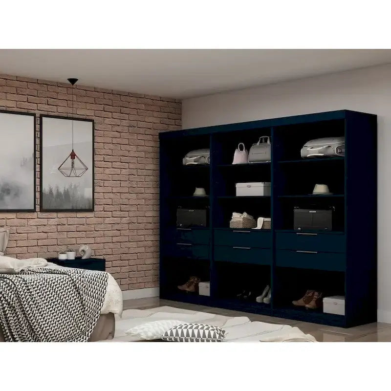 Mulberry Open 3 Sectional Modem Wardrobe Closet with 6 Drawers