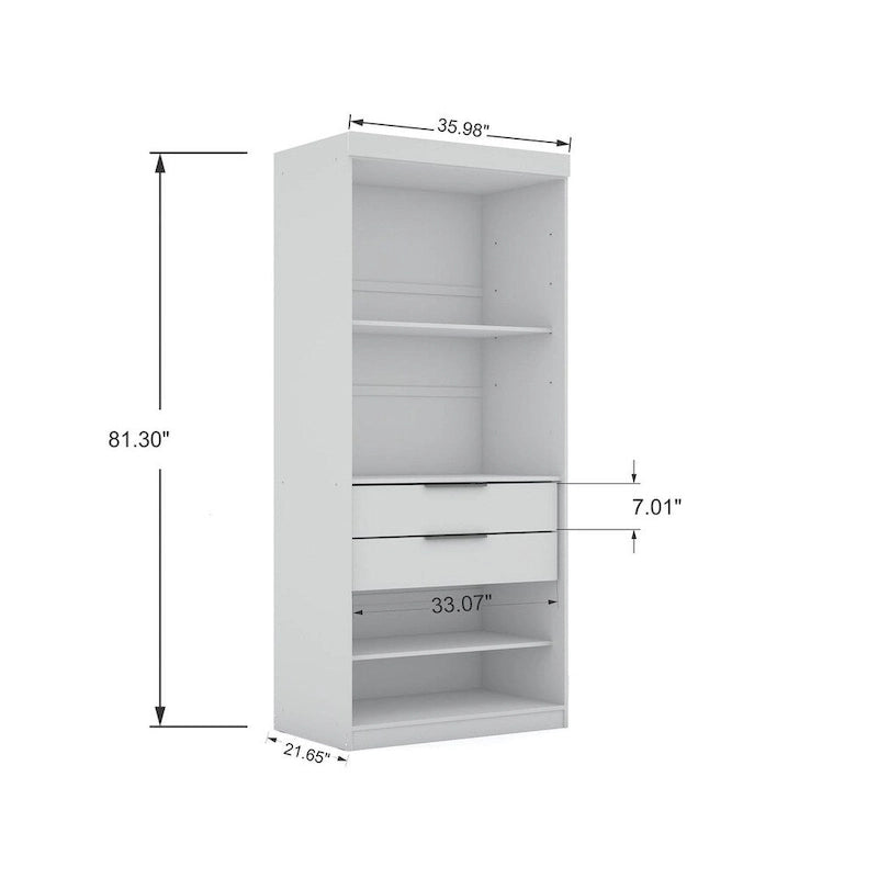 Mulberry Open 3 Sectional Modem Wardrobe Closet with 6 Drawers