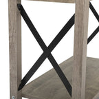Farmhouse Flip Top Nightstand End Table W/Drawer 2AC Outlets 2USB