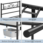 Yaheetech Graceful Scroll Metal-Framed Bed Iron Twin Bed Foundation