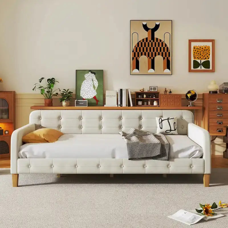 Upholstered Daybed with 4 Support Legs