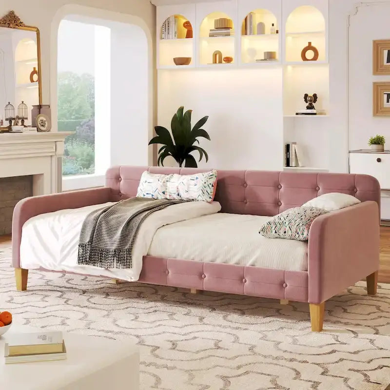 Upholstered Daybed with 4 Support Legs