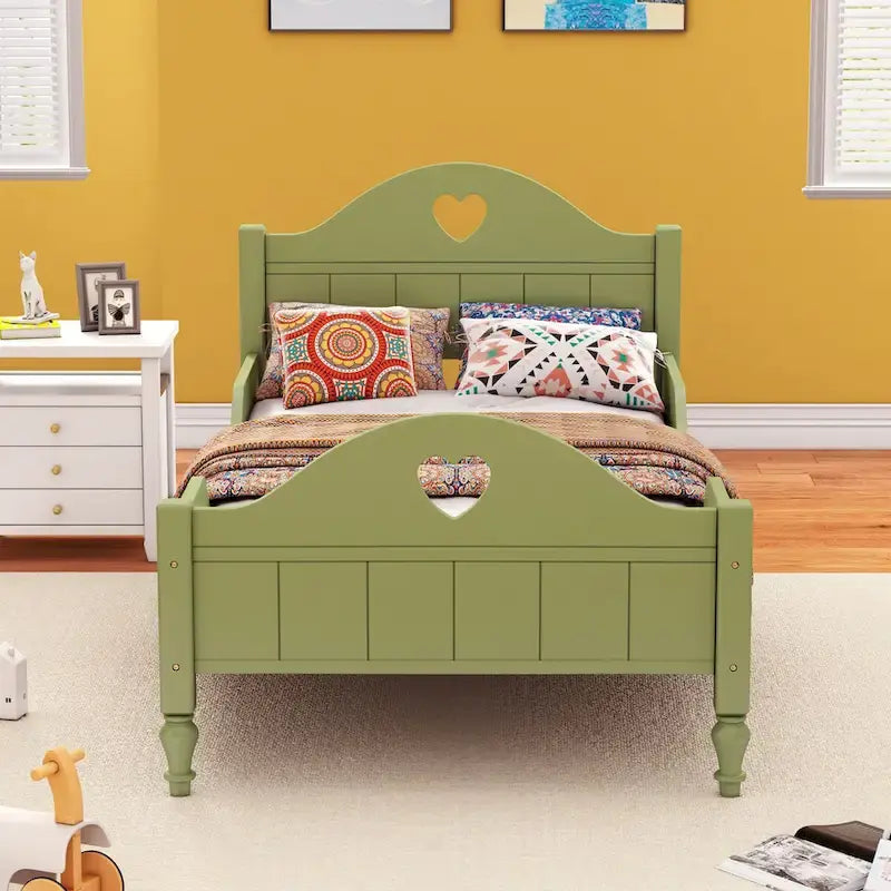 Macaron Twin Size Toddler Bed with Side Safety Rails and Headboard and Footboard,Light Pink