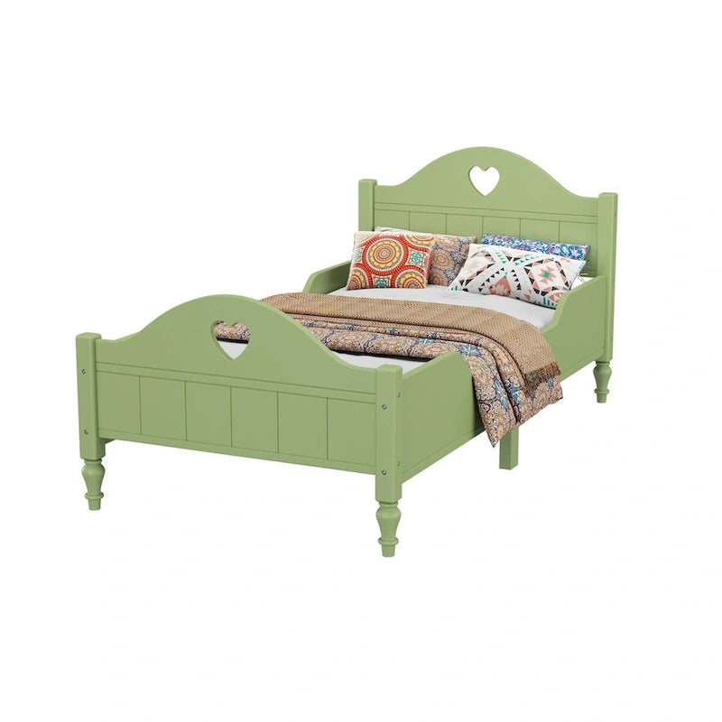 Macaron Twin Size Toddler Bed with Side Safety Rails and Headboard and Footboard,Light Pink