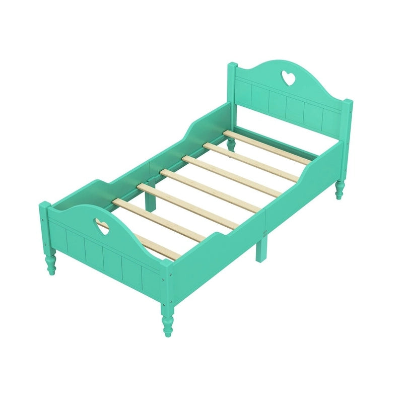 Macaron Twin Size Toddler Bed with Side Safety Rails and Headboard and Footboard,Light Pink