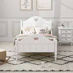 Macaron Twin Size Toddler Bed with Side Safety Rails and Headboard and Footboard,Light Pink