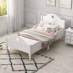Macaron Twin Size Toddler Bed with Side Safety Rails and Headboard and Footboard,Light Pink
