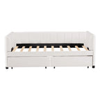 Twin Size Upholstered Daybed with Ergonomic Design Backrest and 2 Drawers
