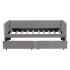 Twin Size Upholstered Daybed with Ergonomic Design Backrest and 2 Drawers