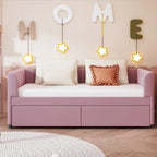 Twin Size Upholstered Daybed with Ergonomic Design Backrest and 2 Drawers