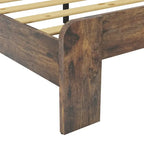 Dark Brown Full Size Wood Platform Bed Fro Bedroom