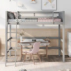 Solid Wood Twin Size Loft Bed with Ladder