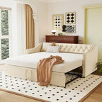 Twin Size Upholstered daybed with Pop Up Trundle, Pink