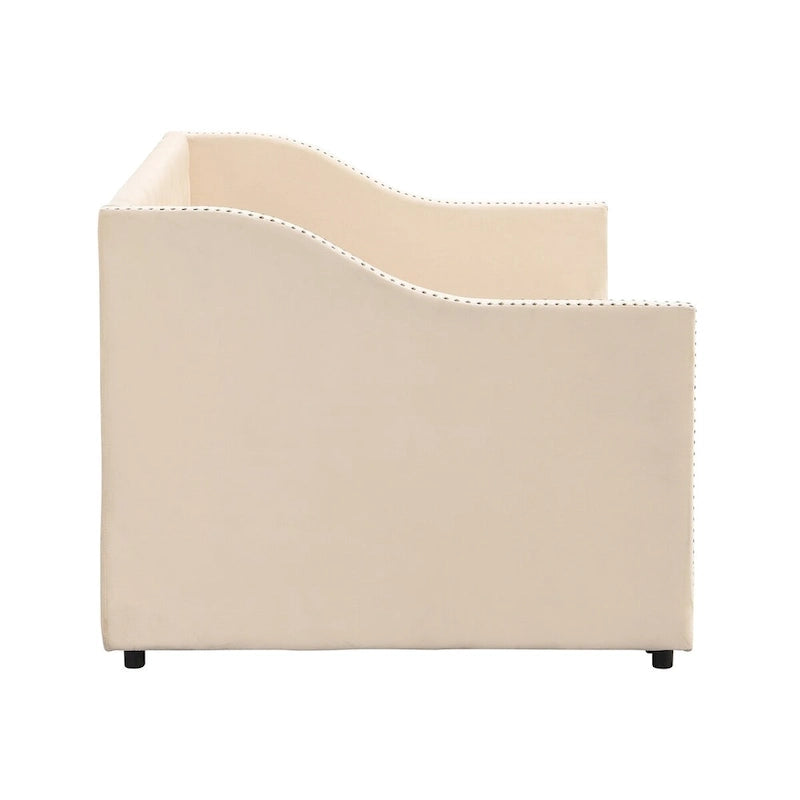 Twin Size Upholstered daybed with Pop Up Trundle, Pink
