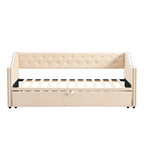 Twin Size Upholstered daybed with Pop Up Trundle, Pink