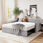 Twin Size Upholstered daybed with Pop Up Trundle, Pink