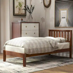 Wood Platform Bed with Headboard/ Slat