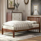 Wood Platform Bed with Headboard/ Slat