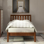 Wood Platform Bed with Headboard/ Slat