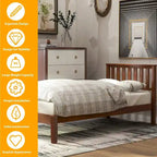 Wood Platform Bed with Headboard/ Slat