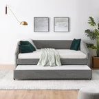 Full Size Daybed with Trundle Upholstered Tufted Sofa Bed, Linen Fabric(82.5x58x34)