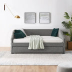 Full Size Daybed with Trundle Upholstered Tufted Sofa Bed, Linen Fabric(82.5x58x34)