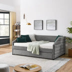 Full Size Daybed with Trundle Upholstered Tufted Sofa Bed, Linen Fabric(82.5x58x34)