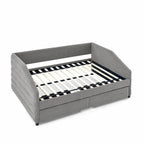 Full Size Daybed with Trundle Upholstered Tufted Sofa Bed, Linen Fabric(82.5x58x34)