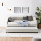 Full Size Daybed with Trundle Upholstered Tufted Sofa Bed, Linen Fabric(82.5x58x34)