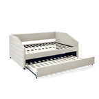 Full Size Daybed with Trundle Upholstered Tufted Sofa Bed, Linen Fabric(82.5x58x34)