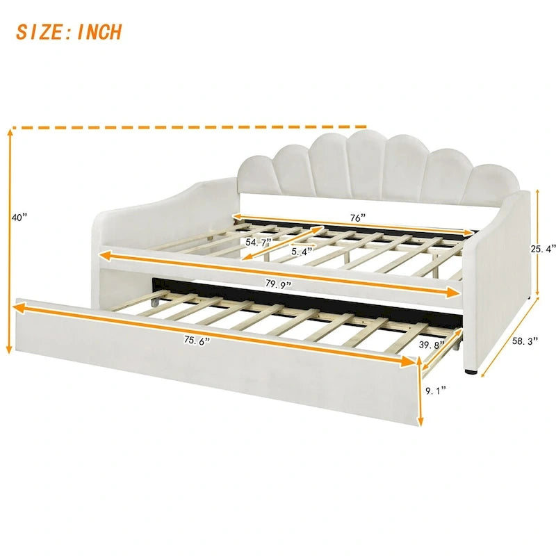 Full Size Upholstery Daybed Frame with Trundle