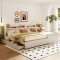 Queen Size & Twin XL Size Upholstered Platform Bed Mother & Child Bed Frame with Hydraulic Storage System