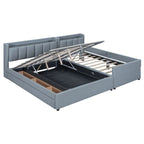 Queen Size & Twin XL Size Upholstered Platform Bed Mother & Child Bed Frame with Hydraulic Storage System
