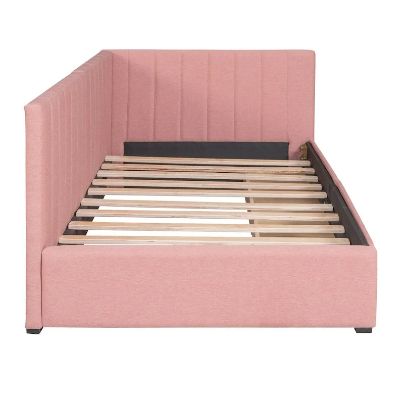 Upholstered Daybed with 2 Drawers and Twin Size Sofa Bed Frame