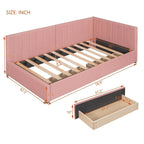 Upholstered Daybed with 2 Drawers and Twin Size Sofa Bed Frame